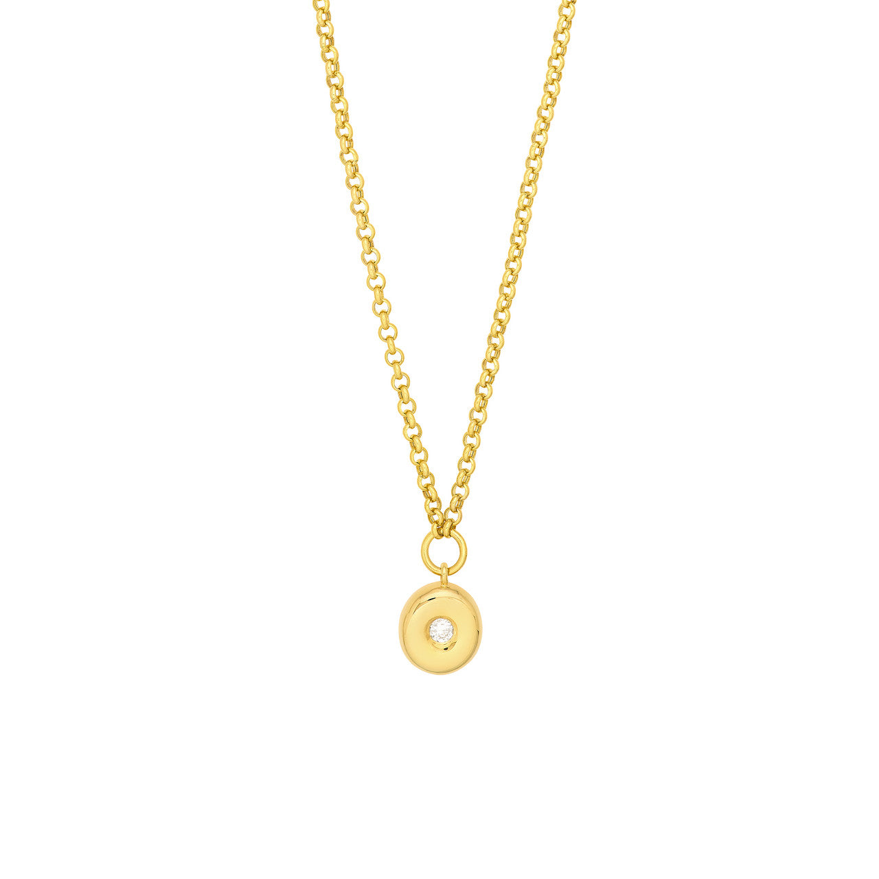 Diamond Puff Charm Rolo Necklace