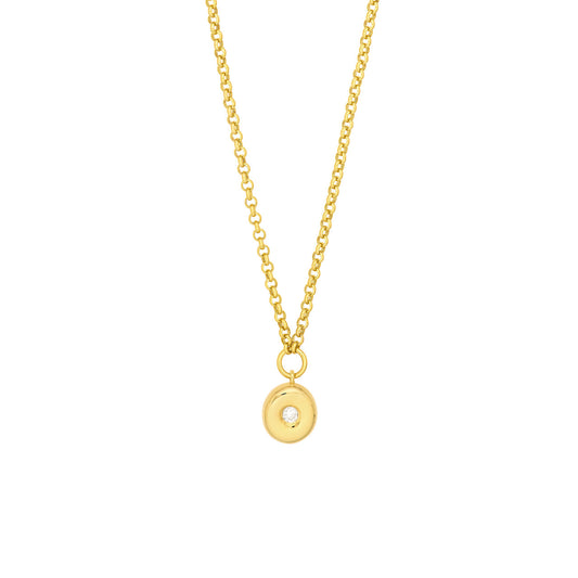 Diamond Puff Charm Rolo Necklace