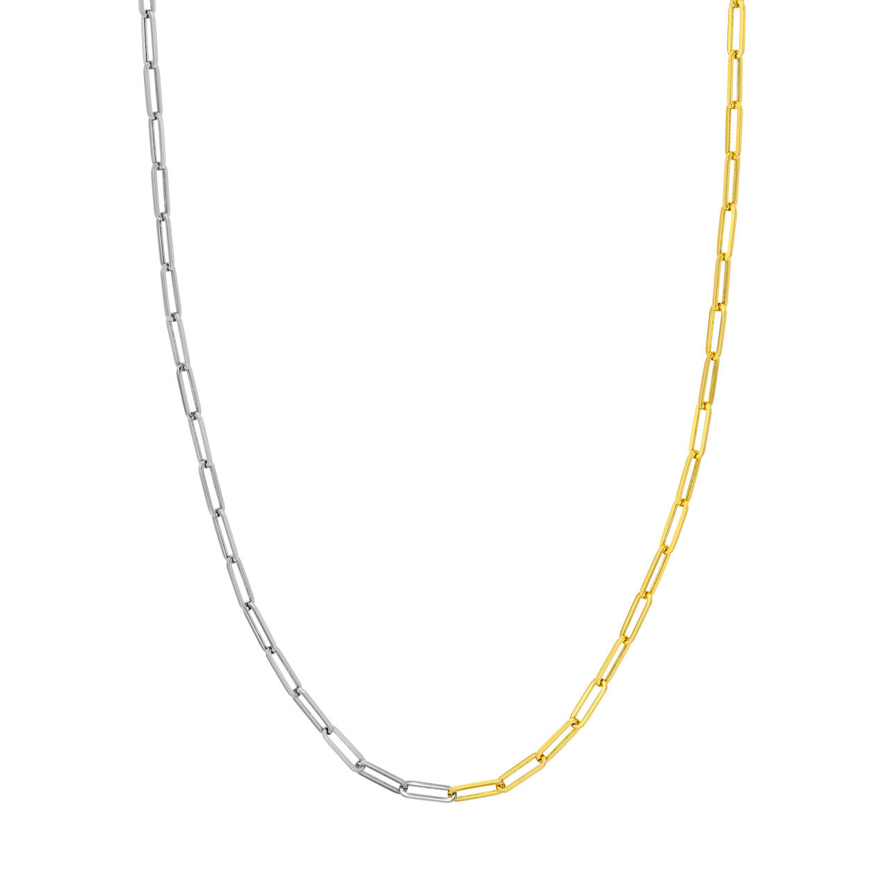 Two Tone Hollow 50/50 Paperclip Necklace