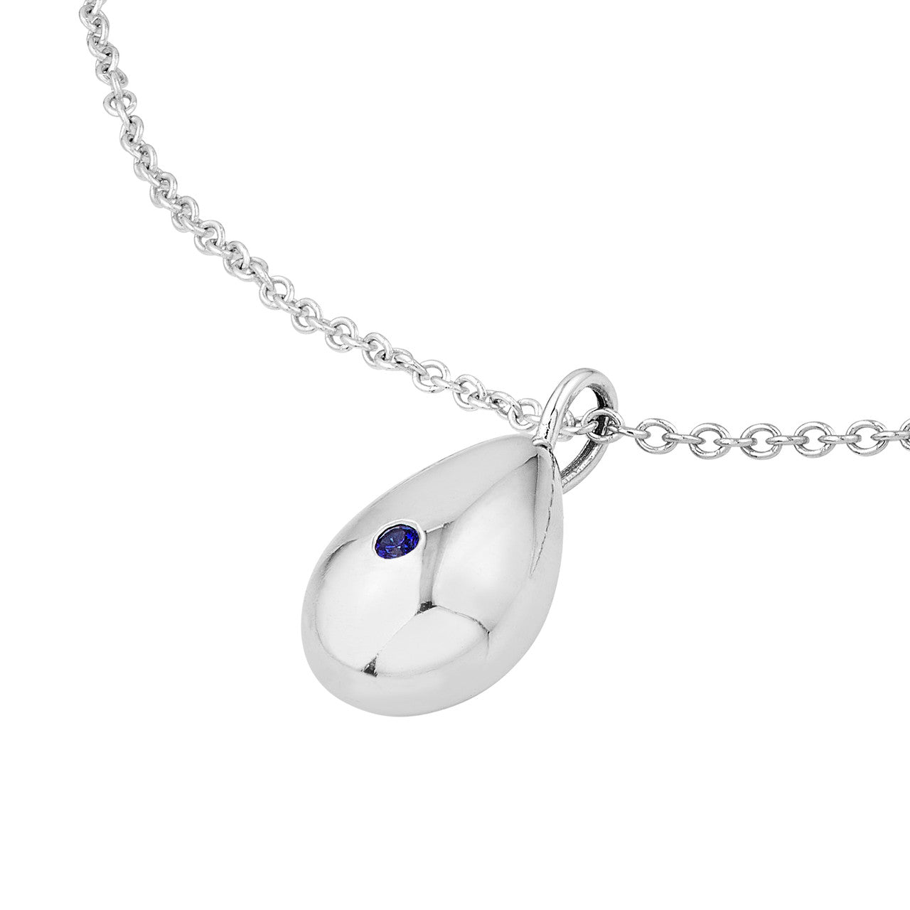 Sapphire Puffed Teardrop Pendant