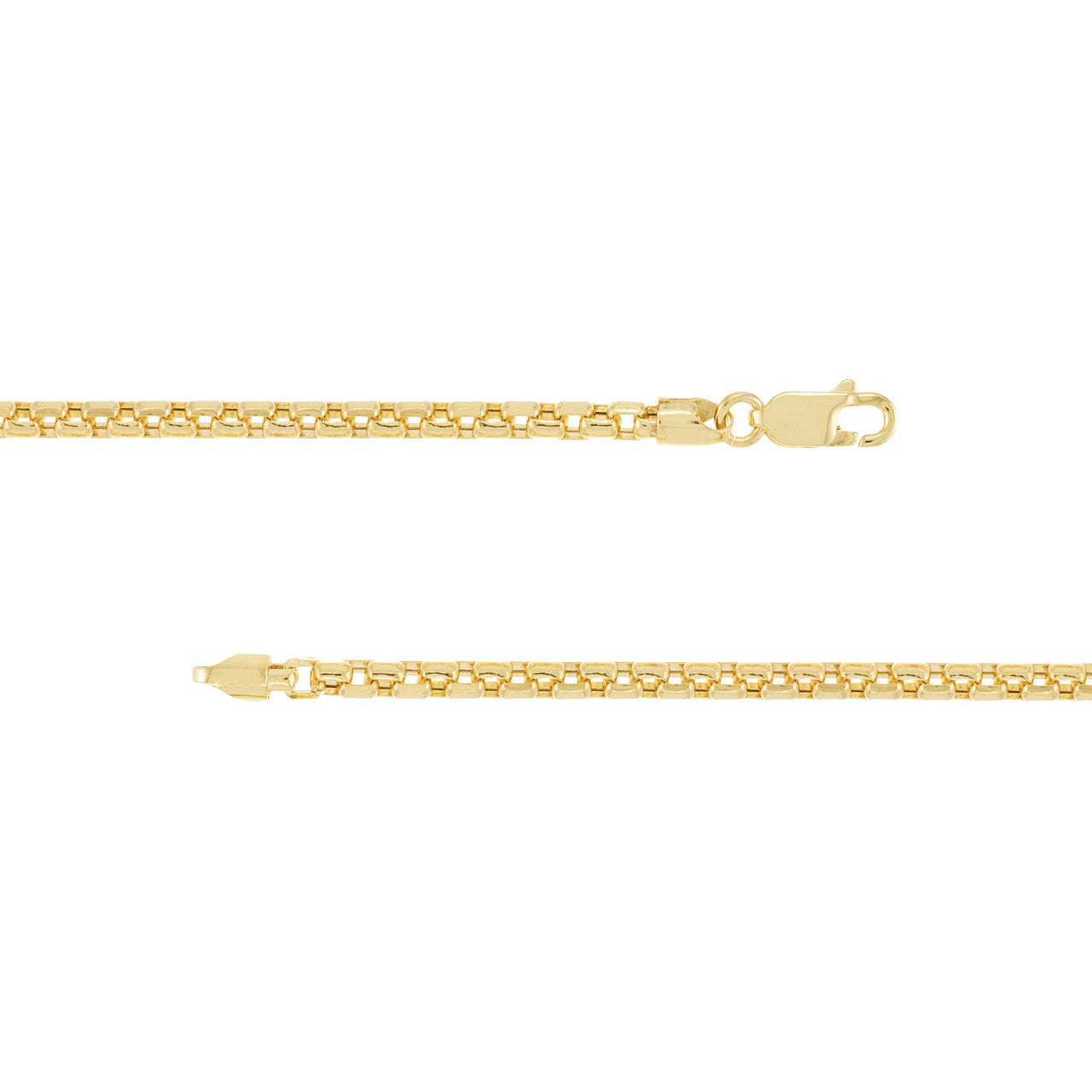 3.4mm D/C Round Box Chain with Lobster Lock End Caps