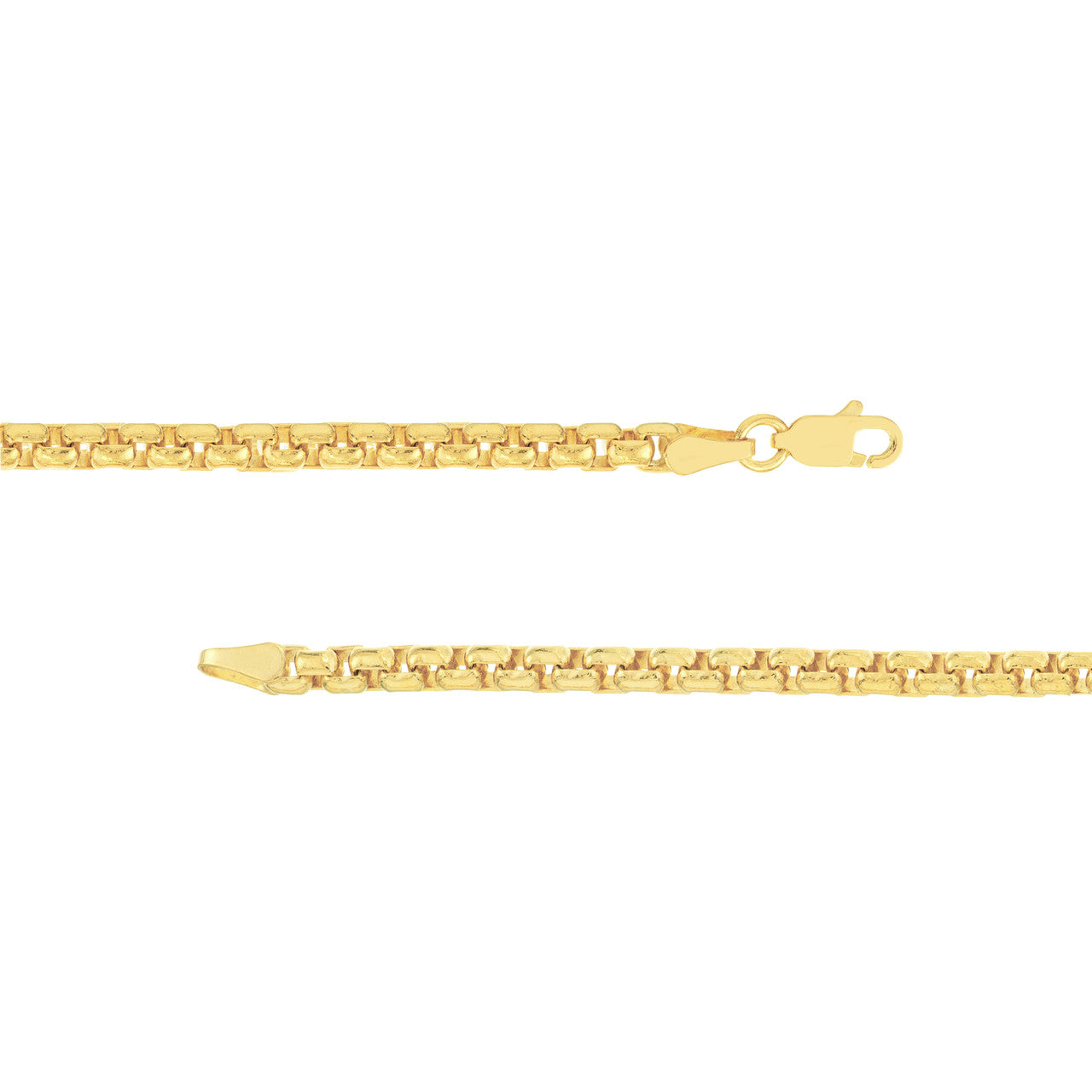 3.3mm Solid Round Box Chain with Lobster Lock