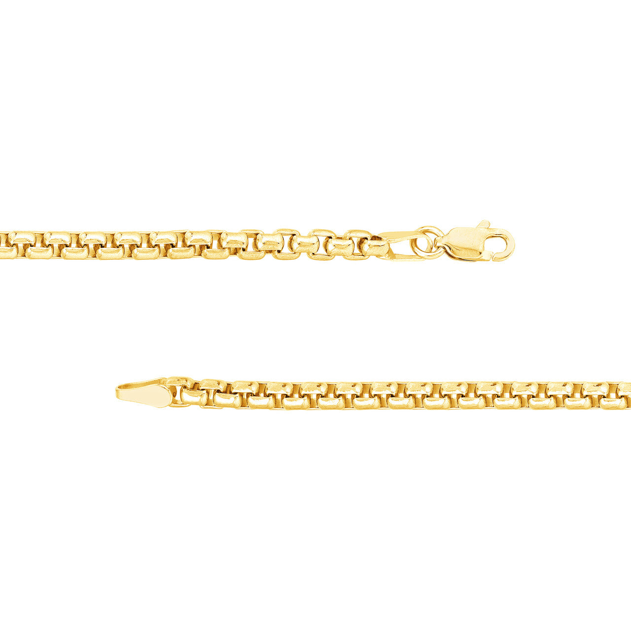 3.3mm Solid Round Box Chain with Lobster Lock