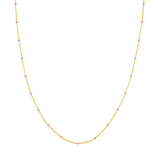 Pink Enamel Bead Saturn Chain