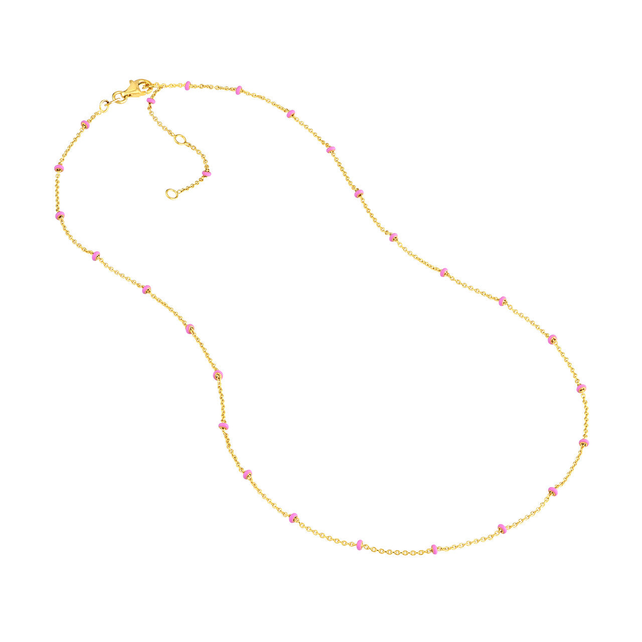 Pink Enamel Bead Saturn Chain