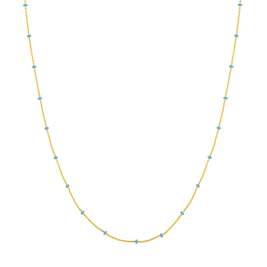 Baby Blue Enamel Bead Saturn Chain