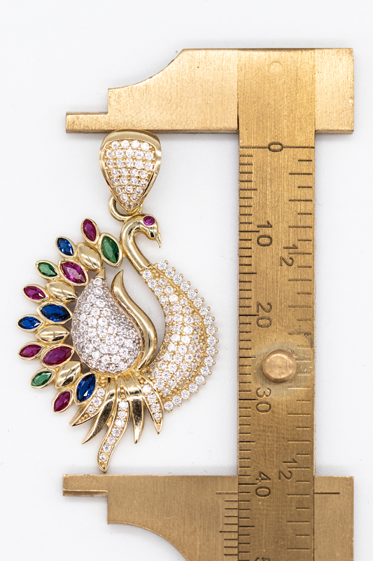 Peacock Pendant With Zirconia 14KT 5.2