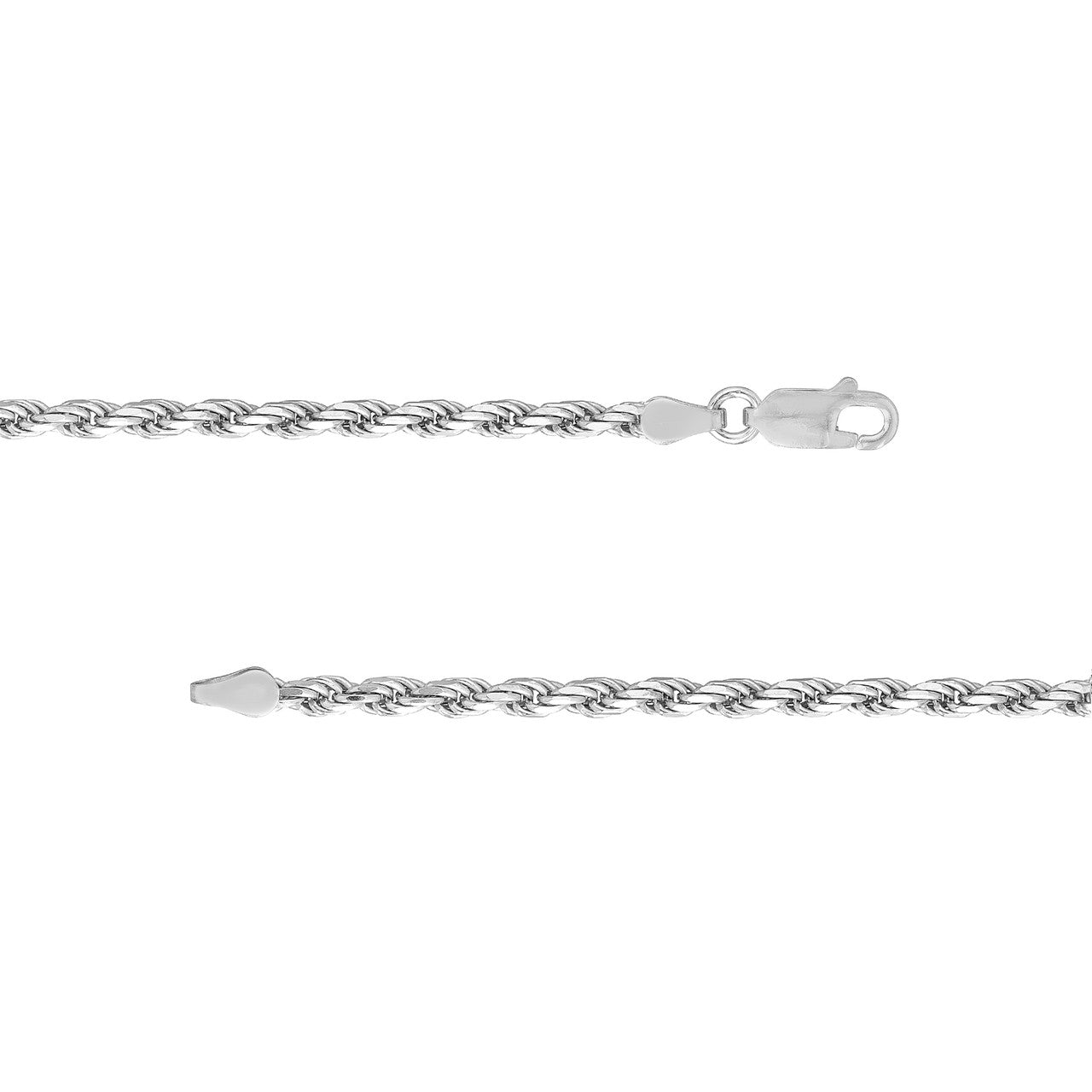 Sterling Silver 2.7mm D/C Rope Chain with Lobster Lock