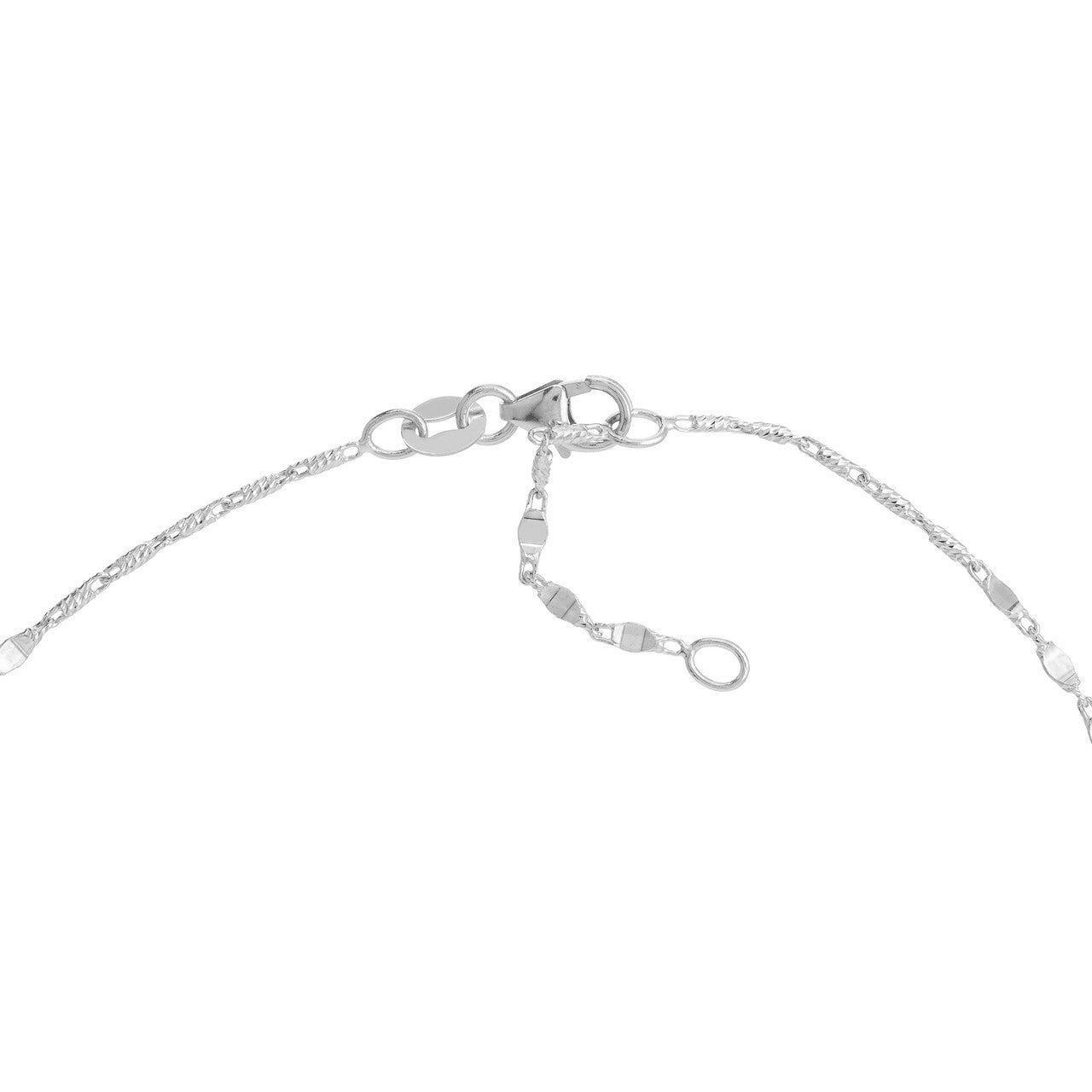 Flat Diamond-Cut Stations Adjustable Anklet