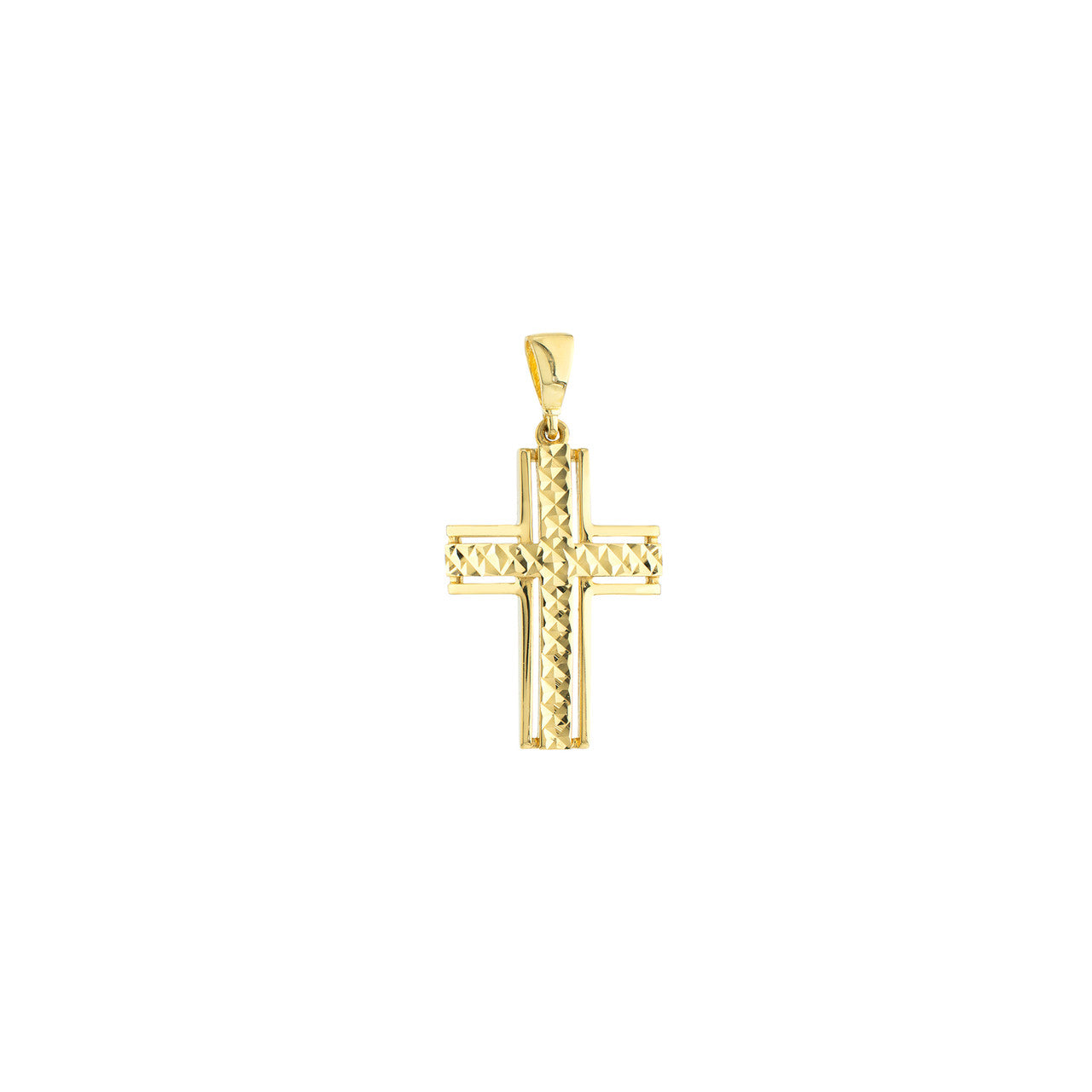 Diamond Cut Middle 3D Cross Pendant