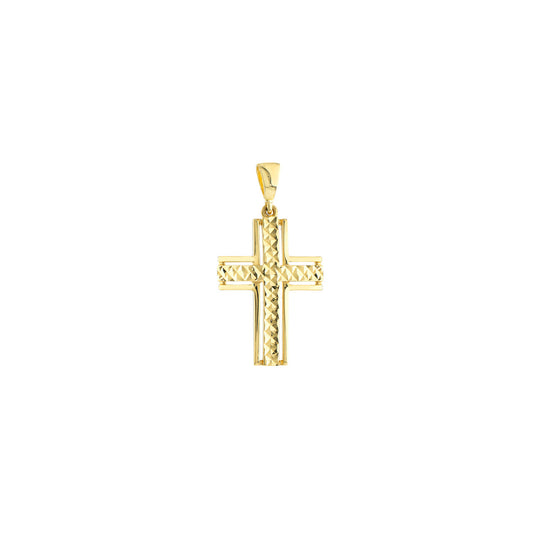 Diamond Cut Middle 3D Cross Pendant