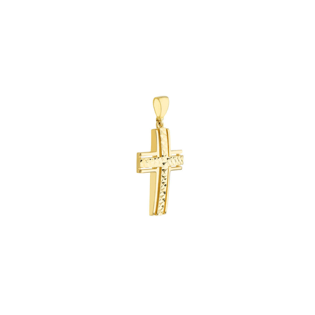 Diamond Cut Middle 3D Cross Pendant