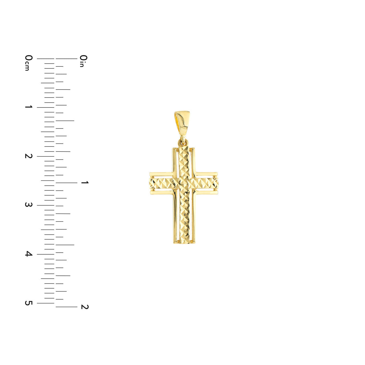 Diamond Cut Middle 3D Cross Pendant