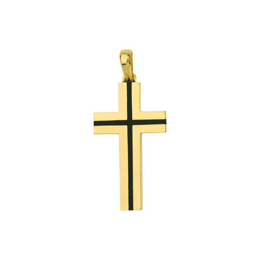 Fancy Black Enamel Cross Pendant