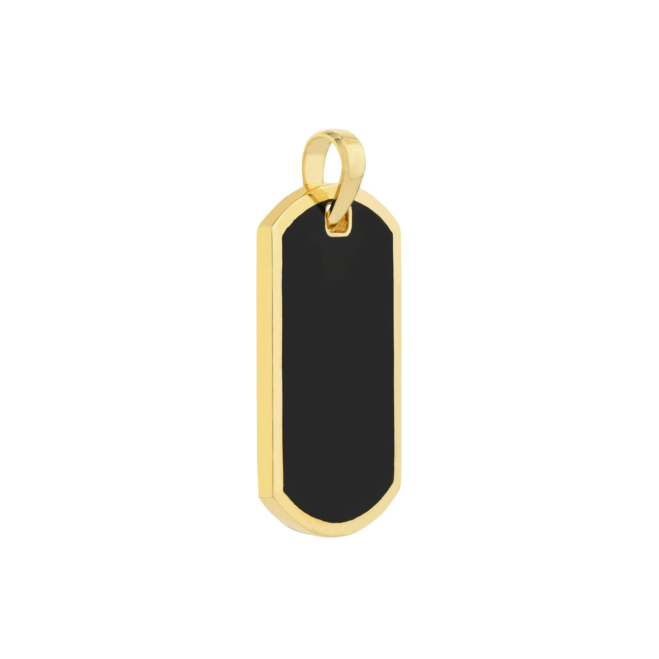 Fancy Black Enamel Dog Tag with Border Pendant