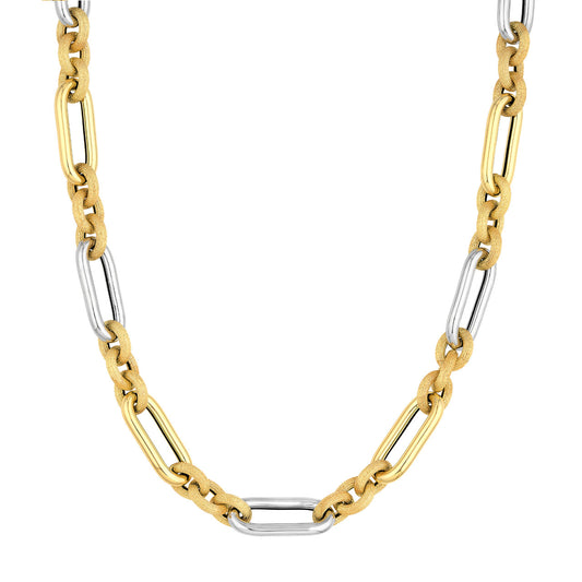 Two Tone (3+1) Paperclip Brushed Polished Chain