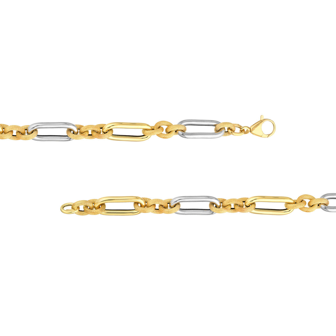 Two Tone (3+1) Paperclip Brushed Polished Chain