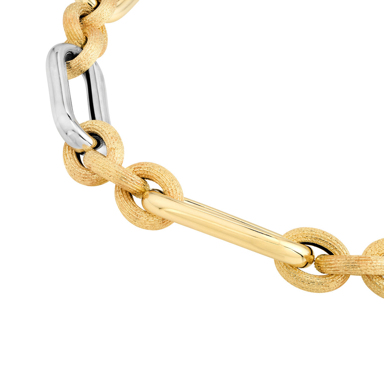 Two Tone (3+1) Paperclip Brushed Polished Chain