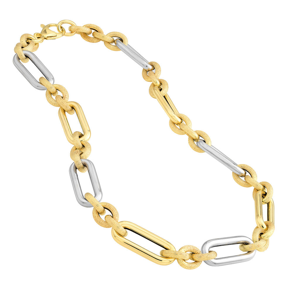 Two Tone (3+1) Paperclip Brushed Polished Chain