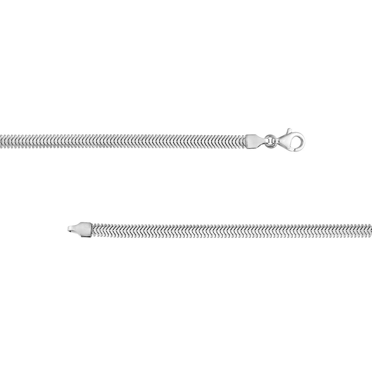 Sterling Silver 3.40mm D/C Flat Oval Snake Chain