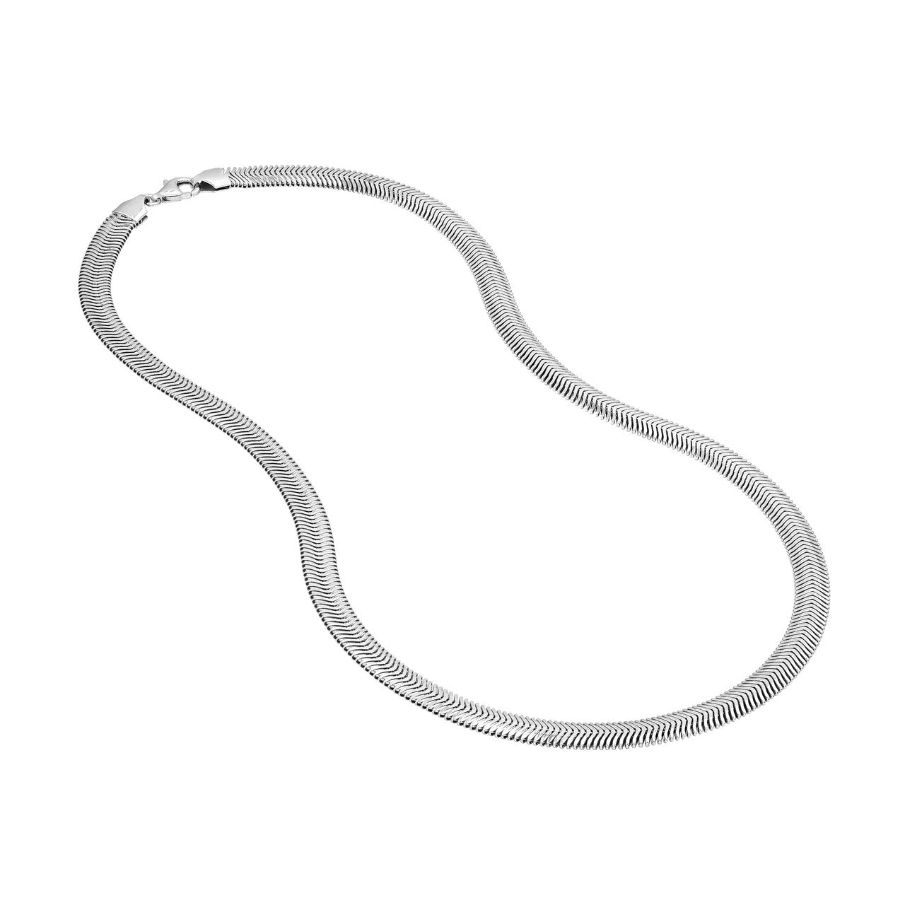 Sterling Silver 6.40mm D/C Flat Oval Snake Chain