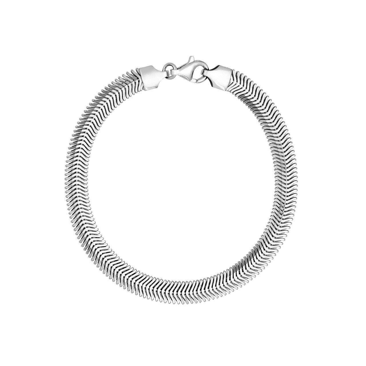 Sterling Silver 6.40mm D/C Flat Oval Snake Chain