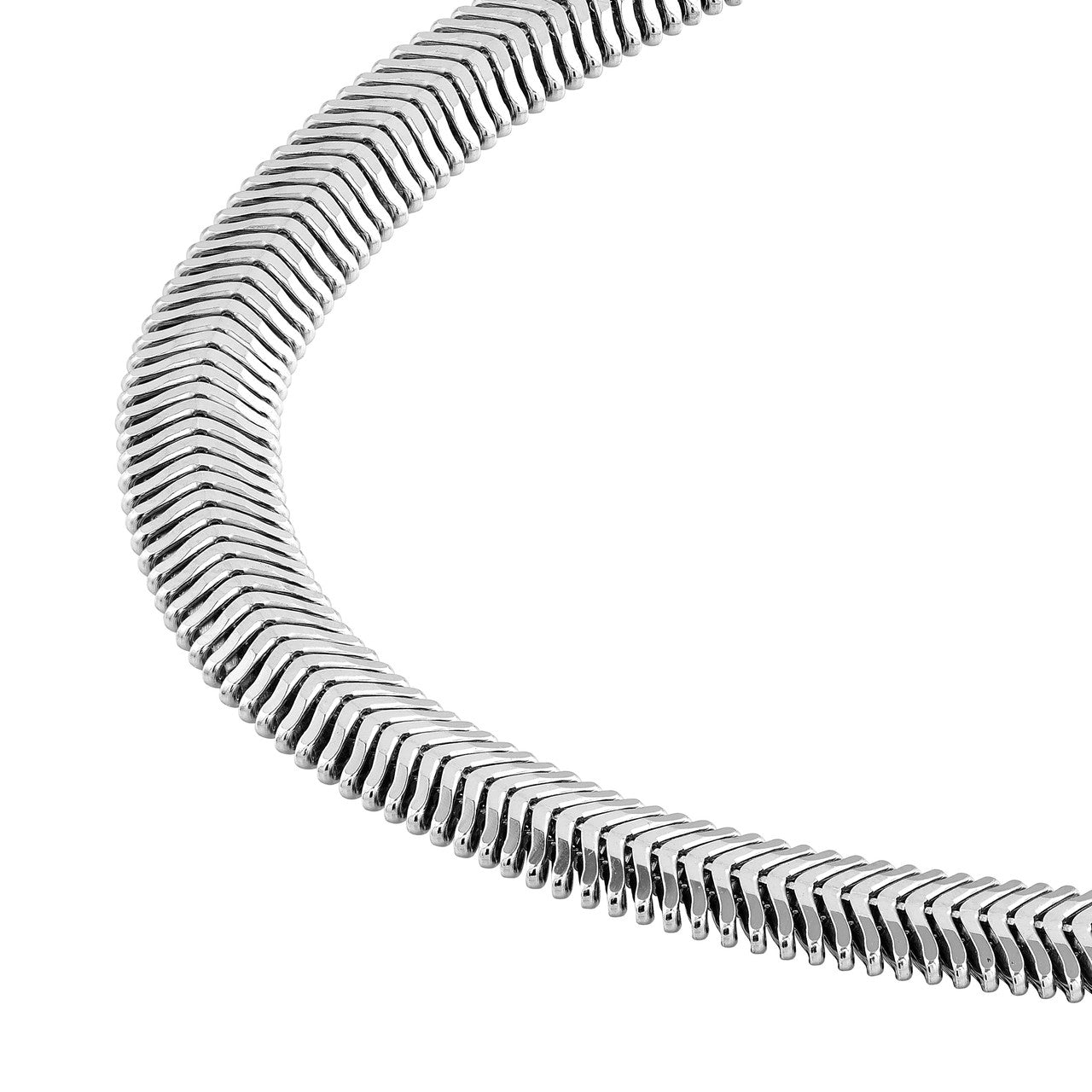 Sterling Silver 6.40mm D/C Flat Oval Snake Chain