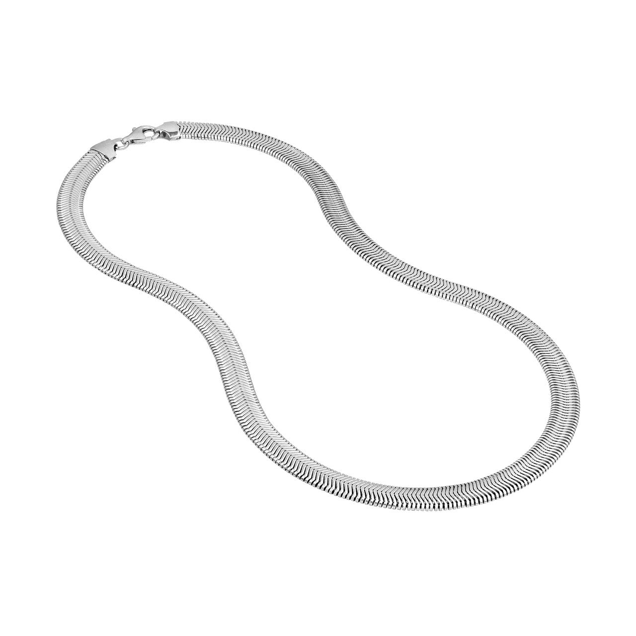 Sterling Silver 7.87mm Flat Oval Snake Chain