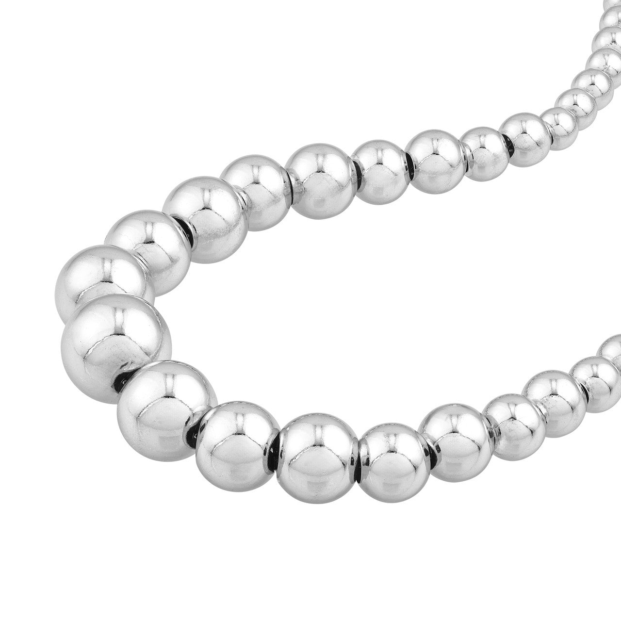 Sterling Silver 10mm Graduated Beaded Necklace