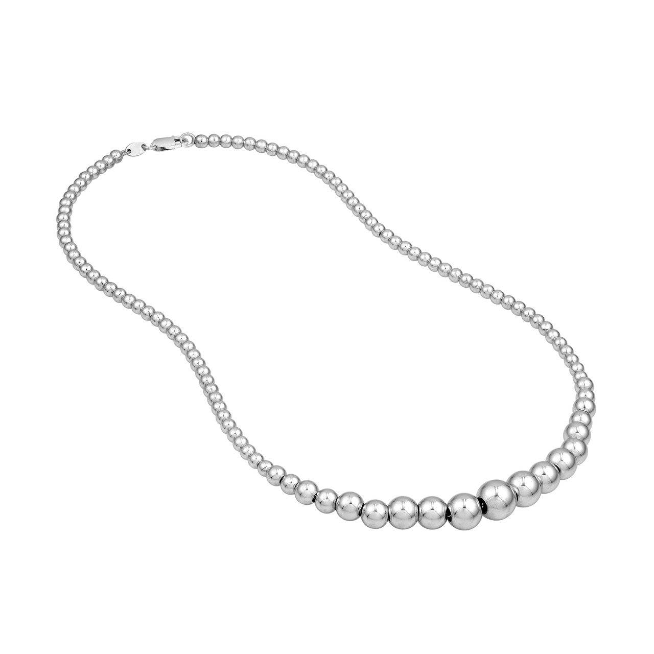 Sterling Silver 10mm Graduated Beaded Necklace