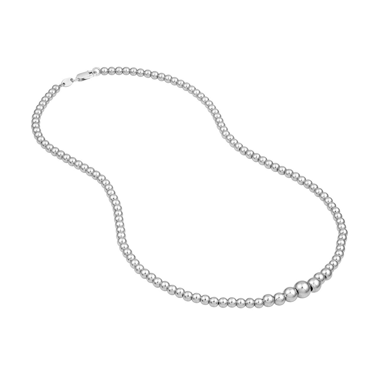 Sterling Silver 7mm Graduated Beaded Necklace