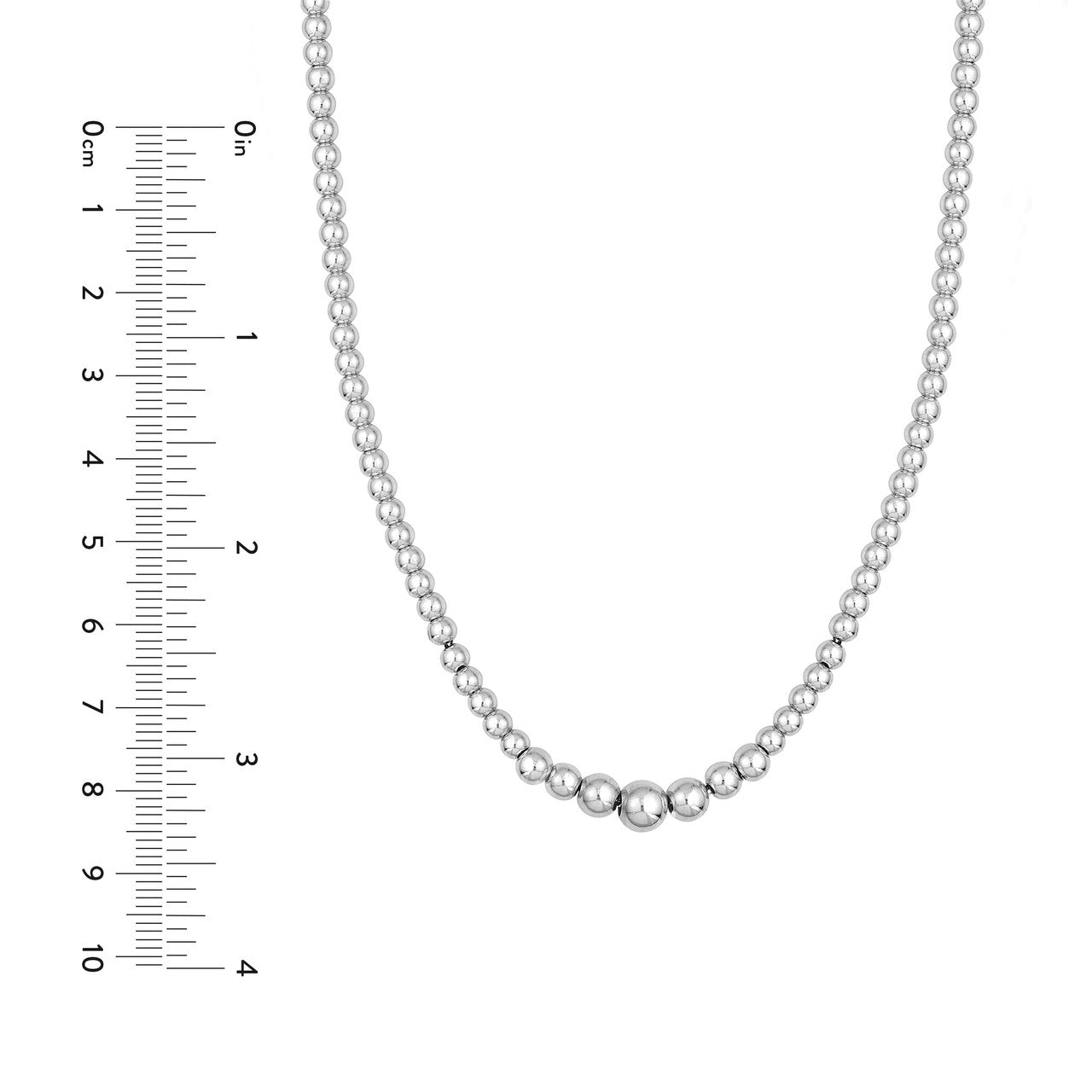 Sterling Silver 7mm Graduated Beaded Necklace