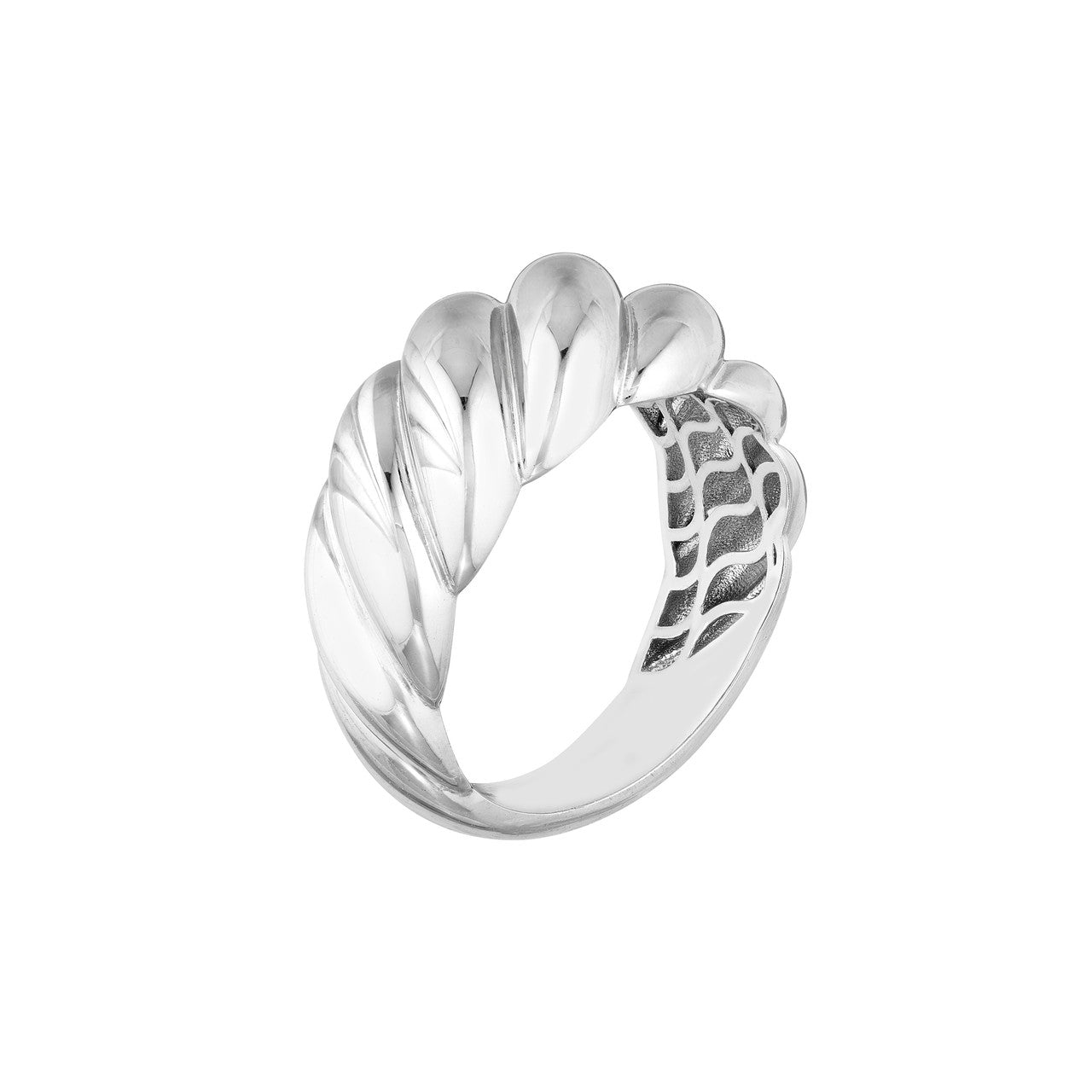 Sterling Silver Fluted Shrimp Dome Ring