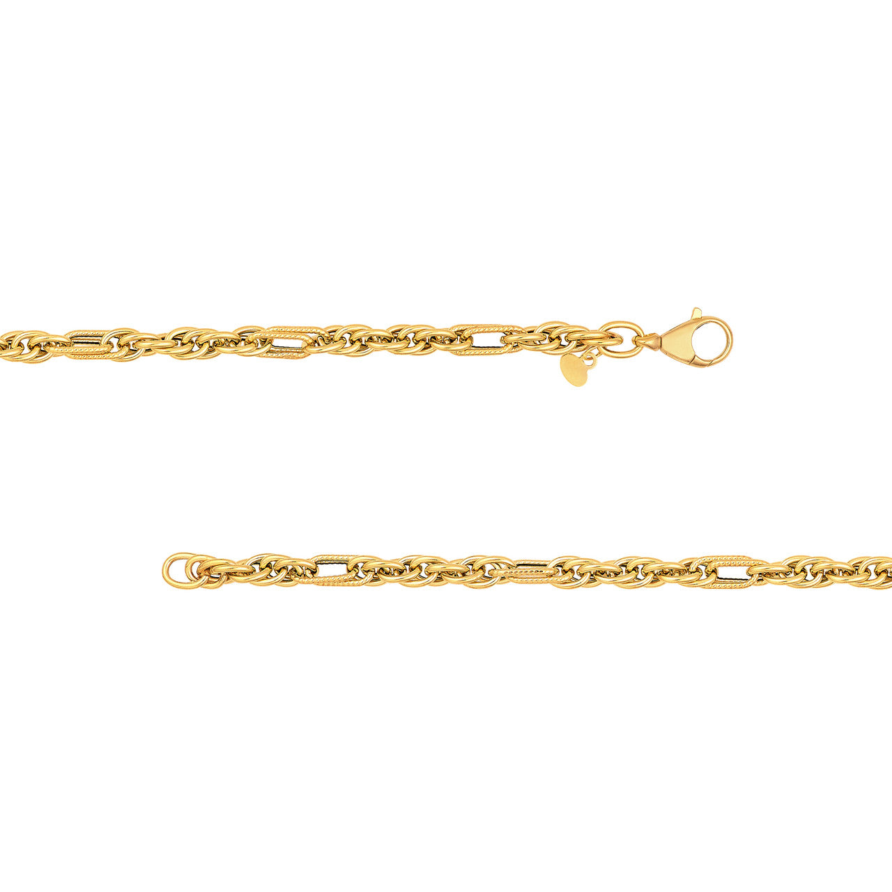 Polished Textured (2+1) Link Chain