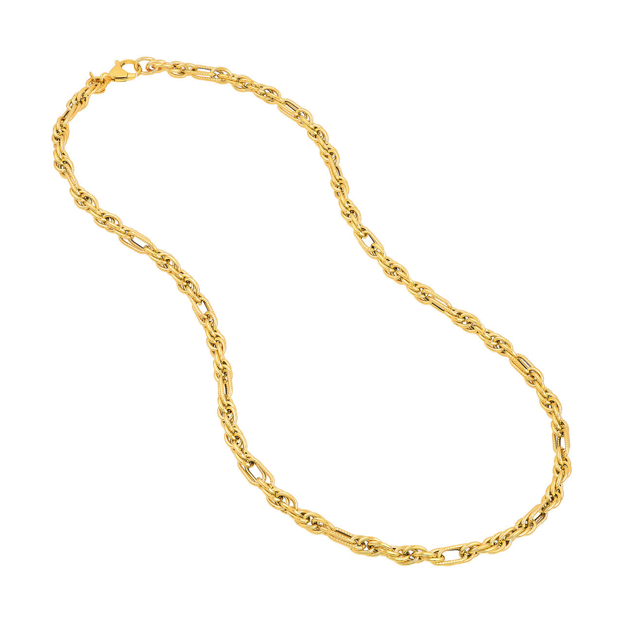 Polished Textured (2+1) Link Chain