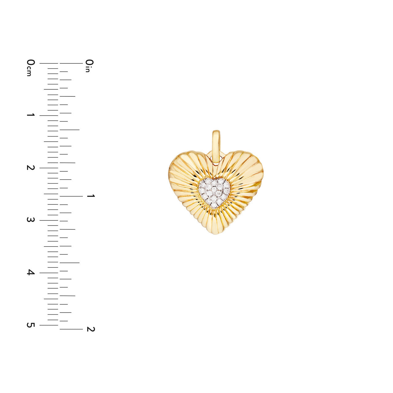 Pave Diamond Fluted Heart Locket (1/15tcw)