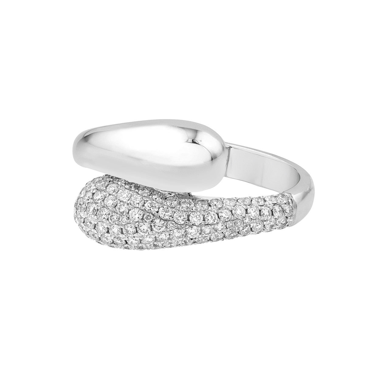 Teardrop Diamond Bypass Ring (White Gold)