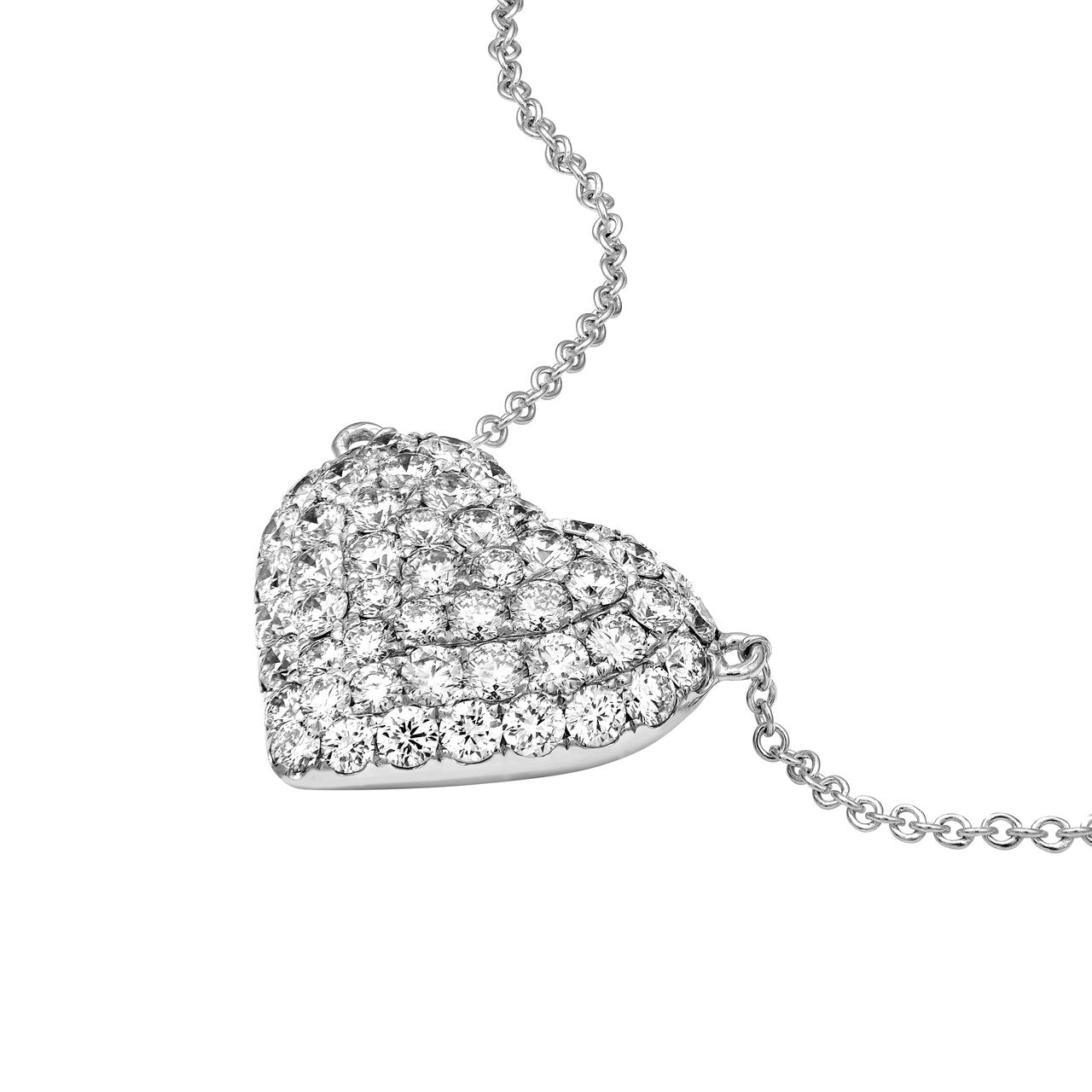 Diamond Pave Heart Necklace (1-1/5tcw) in White Gold