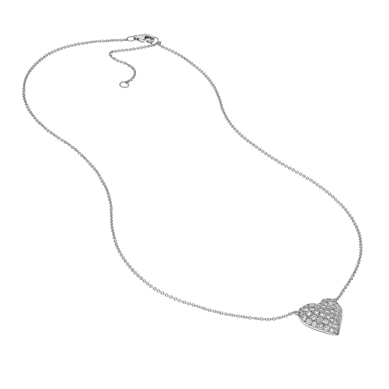 Diamond Pave Heart Necklace (1-1/5tcw) in White Gold