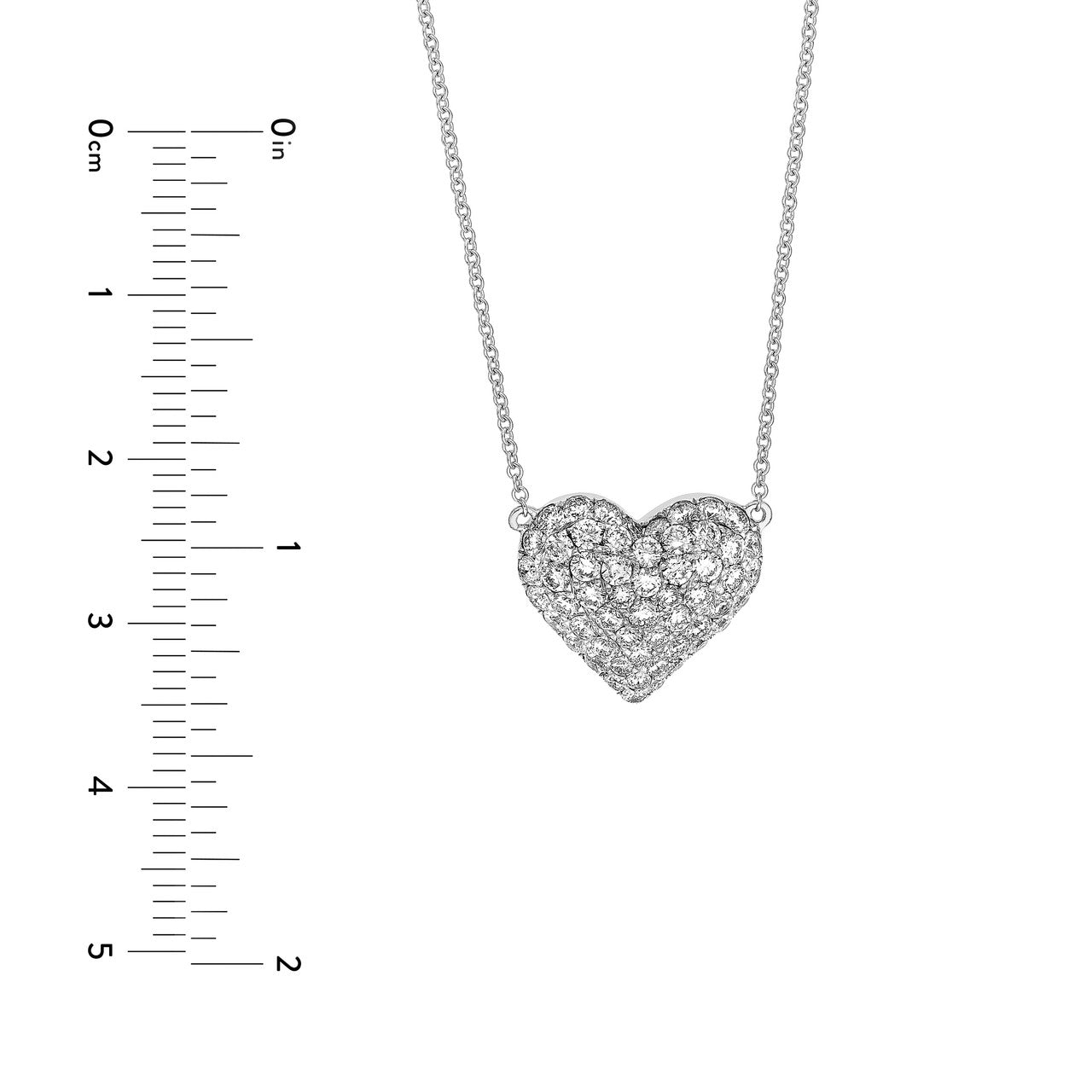 Diamond Pave Heart Necklace (1-1/5tcw) in White Gold