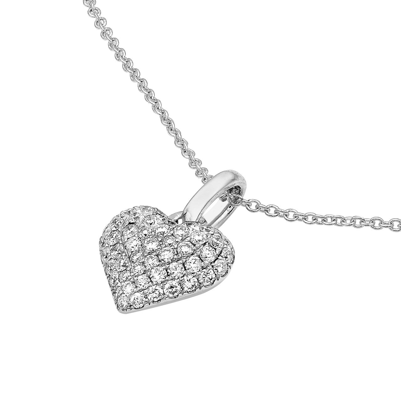 Pave Diamond Heart Pendant (3/8tcw) in White Gold