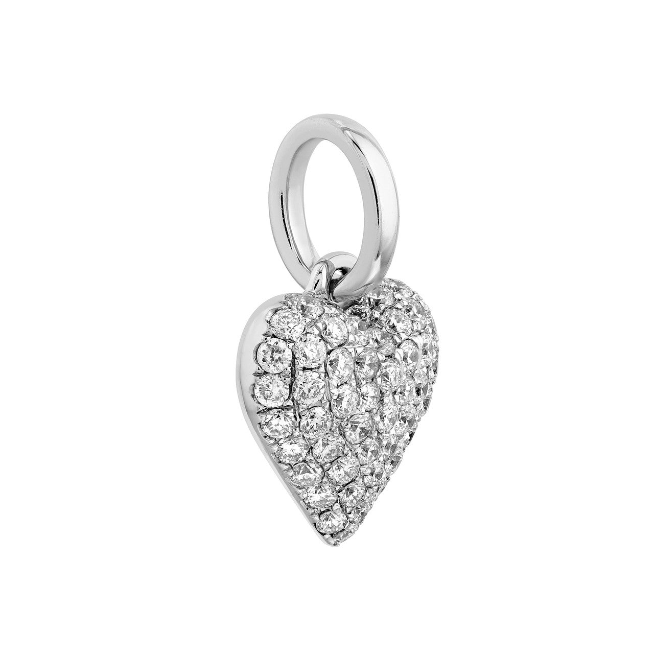 Pave Diamond Heart Pendant (3/8tcw) in White Gold