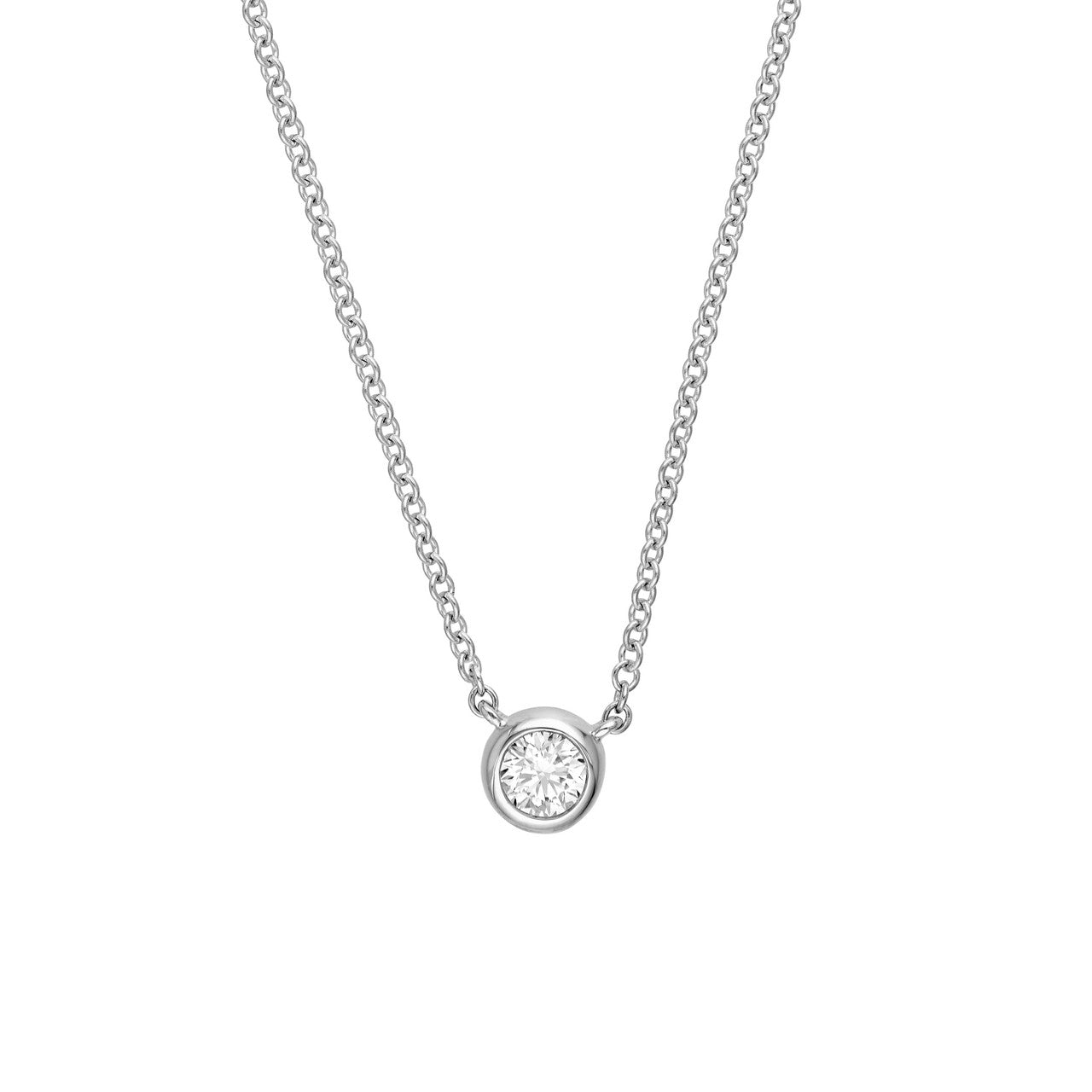 Bezel Set Round Diamond Necklace (1/10tcw)