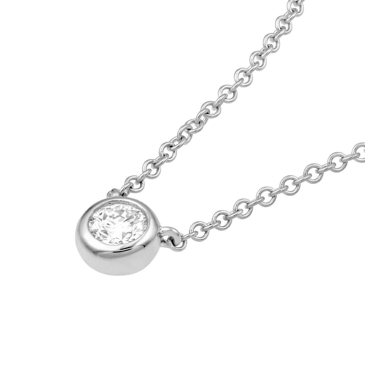 Bezel Set Round Diamond Necklace (1/10tcw)