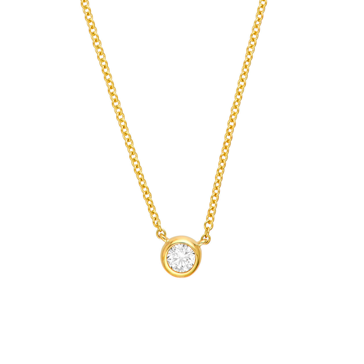 Bezel Set Round Diamond Necklace (1/10tcw)