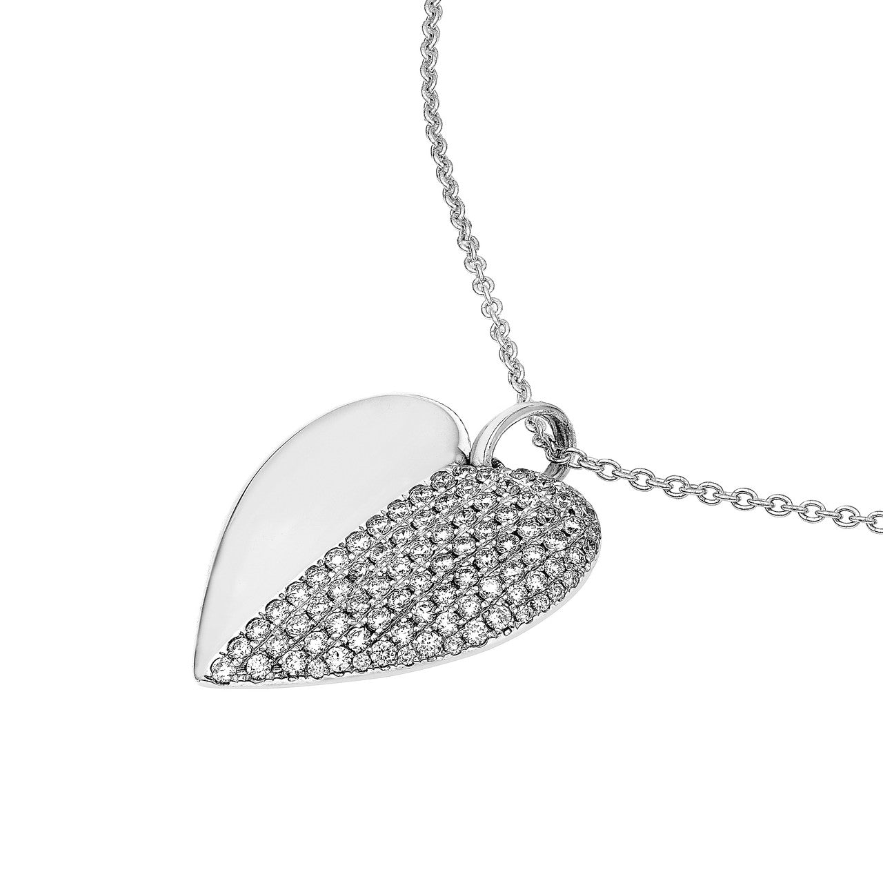 50/50 Diamond Heart Pendant (5/8tcw) in White Gold