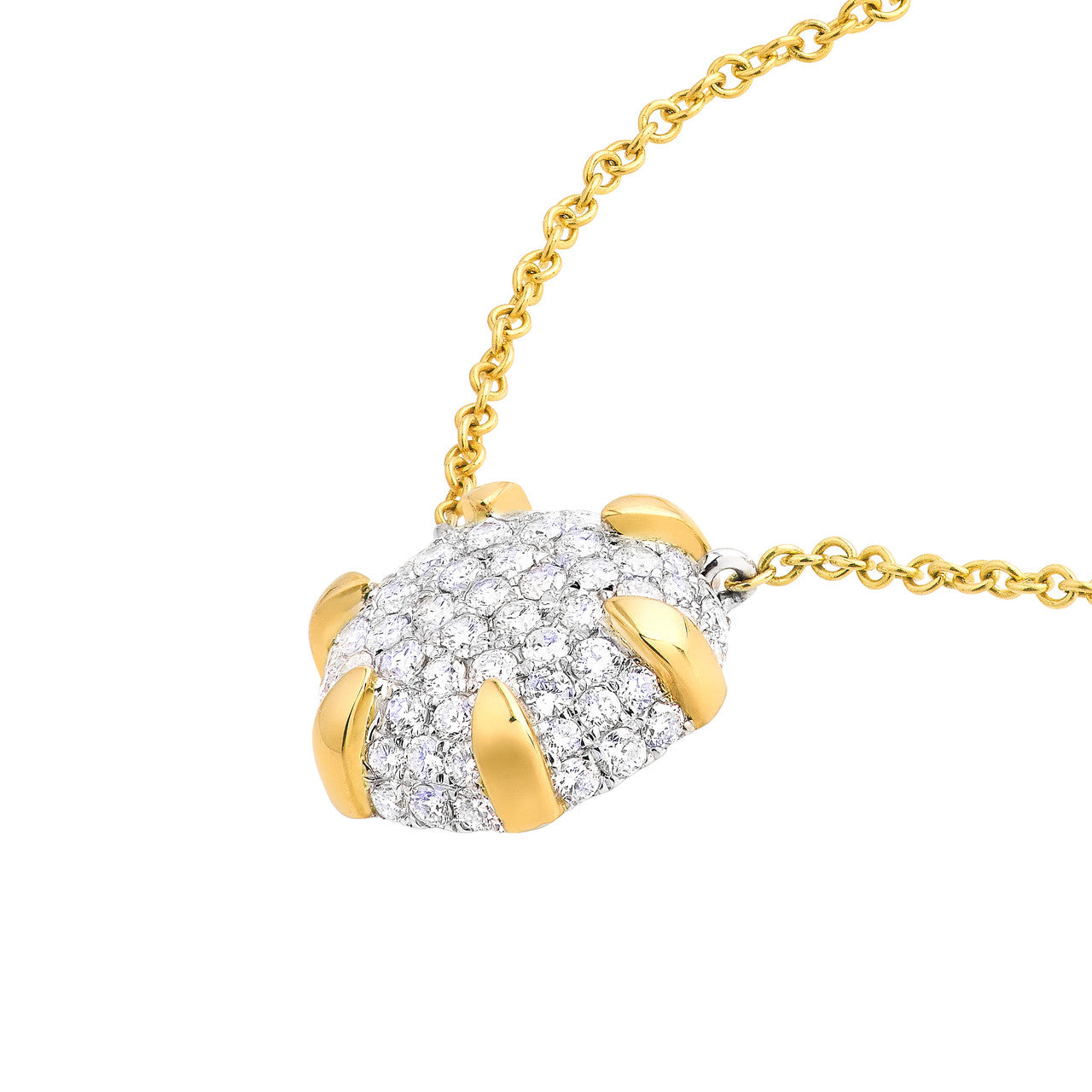 Diamond Pave Round Pendant Necklace