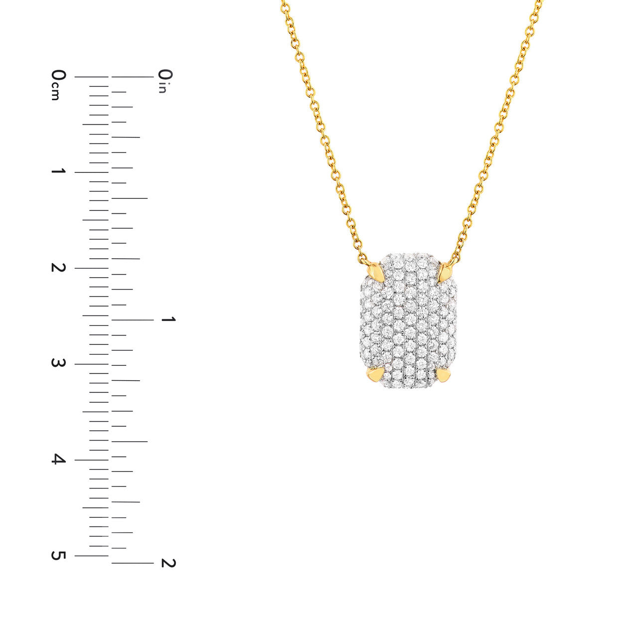 Diamond Pave Rectangle Pendant Necklace