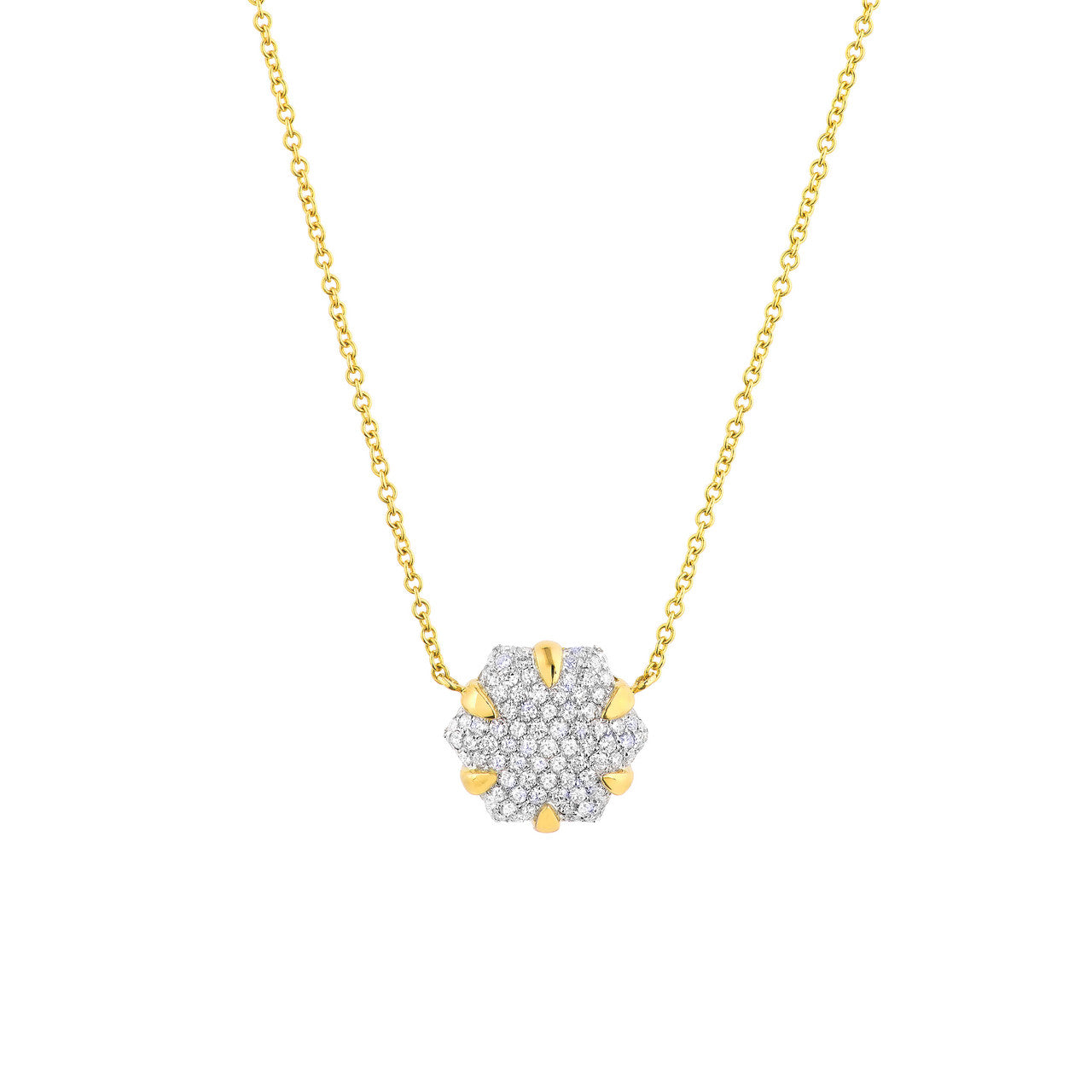 Diamond Pave Hexagon Pendant Necklace