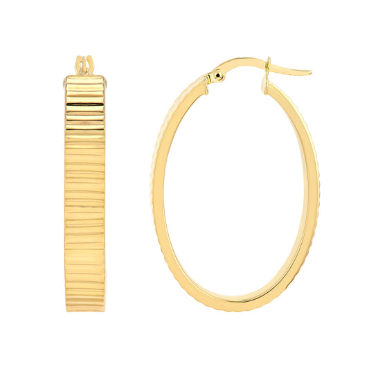 D/C Ridged Rectangle Tube Hoop Earrings